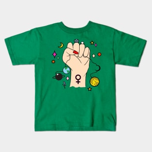 Women with Universe in Hands Kids T-Shirt